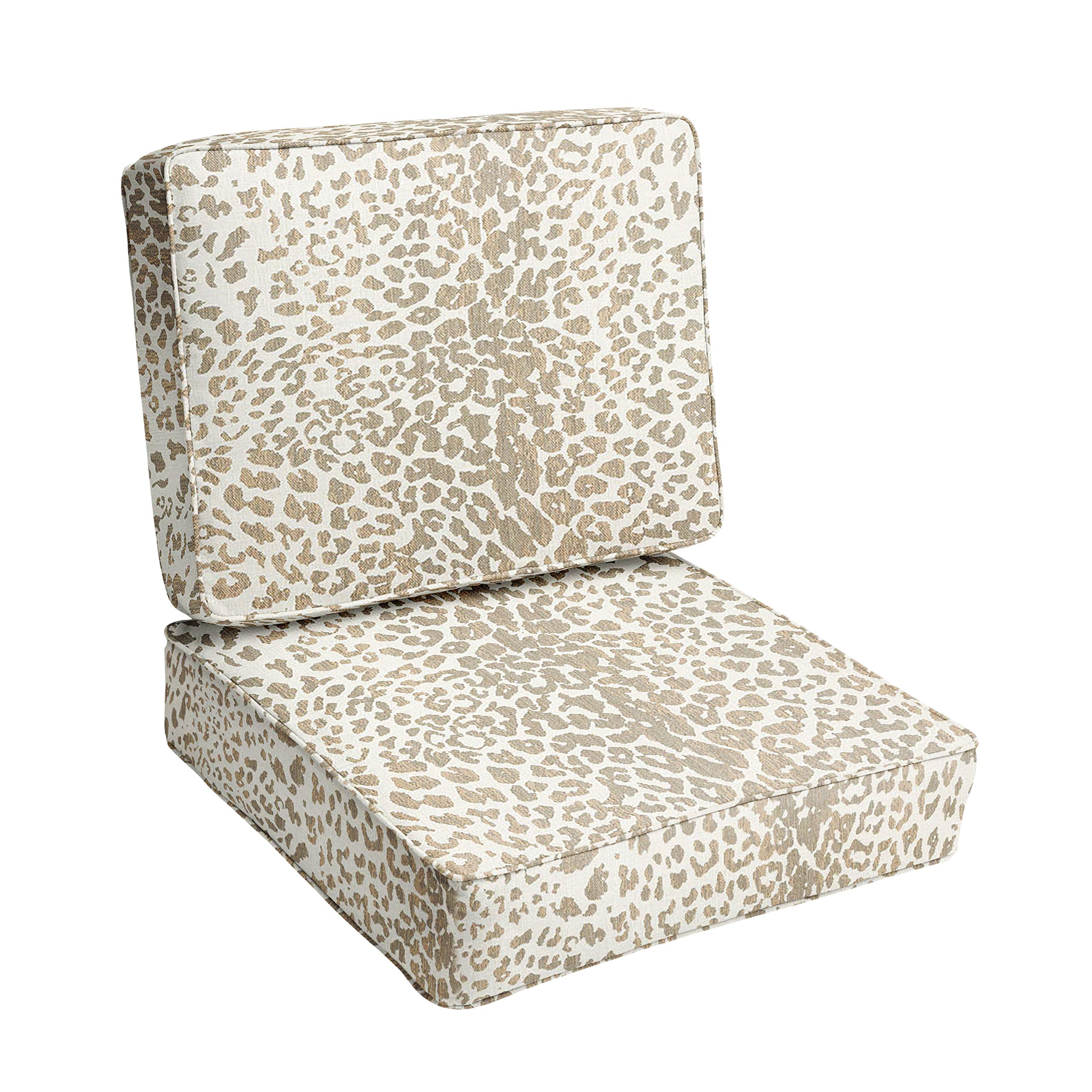 Sorra Home AMZ618021SC Indoor Outdoor Pillow Cushion Set - Tan Leopard Print Decorative Throw Pillows for Sofa, Bed, Patio & Garden Decor