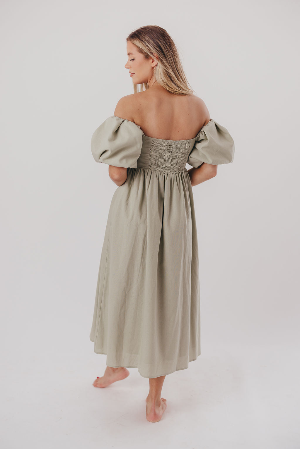 Hamilton Midi Dress in Olive - Bump Friendly Maternity Dress (Sizes S-2XL) | Flowy Summer Dress for Pregnancy, Nursing & Everyday Wear