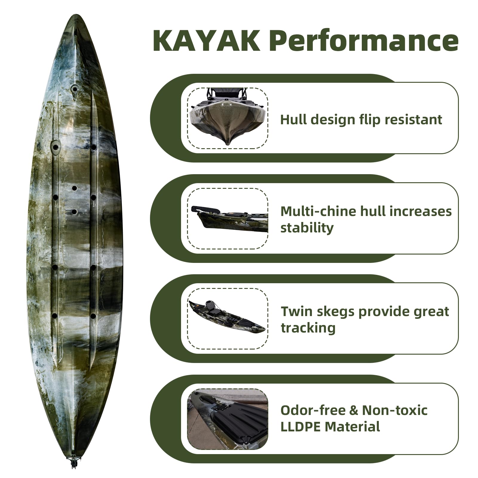 GARVEE 13FT Fishing Kayak for Adults - Sit on Top Kayak with Paddle & Comfortable Seat - 400LBS Capacity Hard Shell Recreational Ocean Kayak Boat - Perfect for Fishing, Camping and Water Sports Adventures