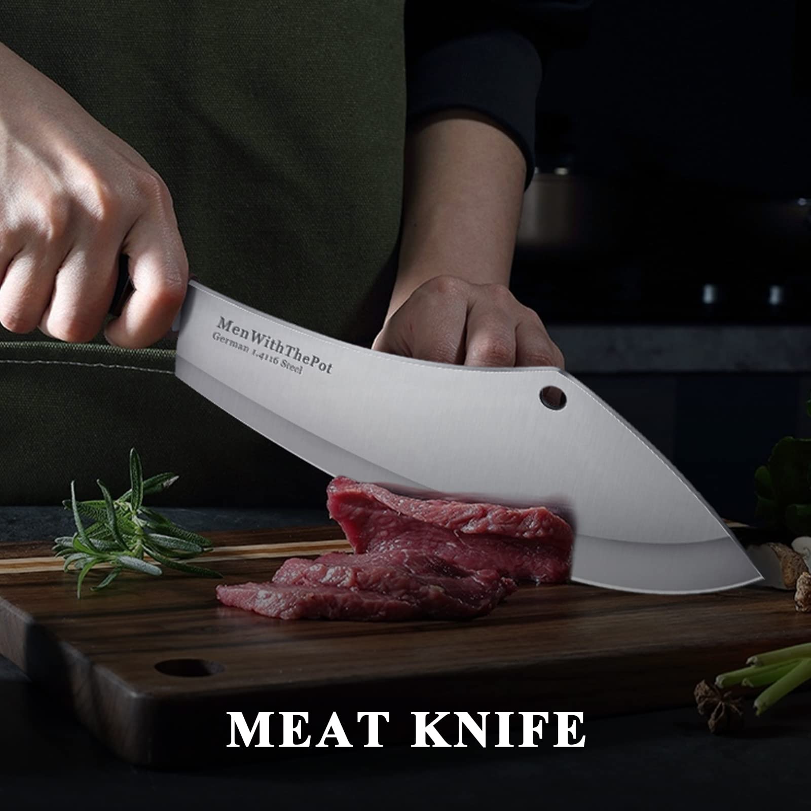 Premium Butcher Knife - Heavy Duty Meat Cleaver for Kitchen & Camping - High Carbon Steel Chef Knife for Cutting Meat, Vegetables & Bones - Perfect Gift for Men, Fathers & Home Cooks (Great for BBQ, Hunting & Outdoor Cooking)