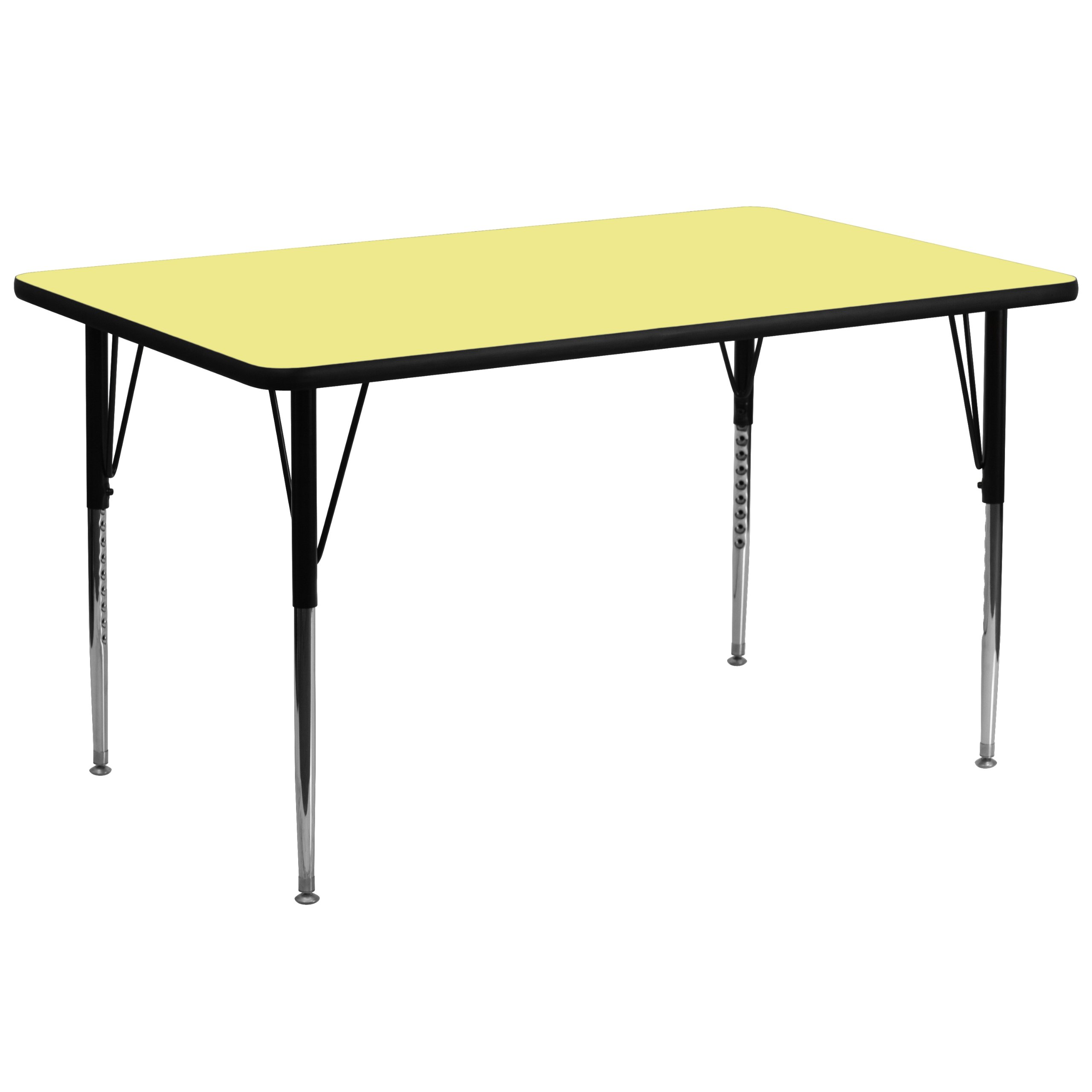 30x72 Inch Adjustable Height Yellow Thermal Laminate Activity Table - Perfect for Classrooms, Offices & Home Workspaces