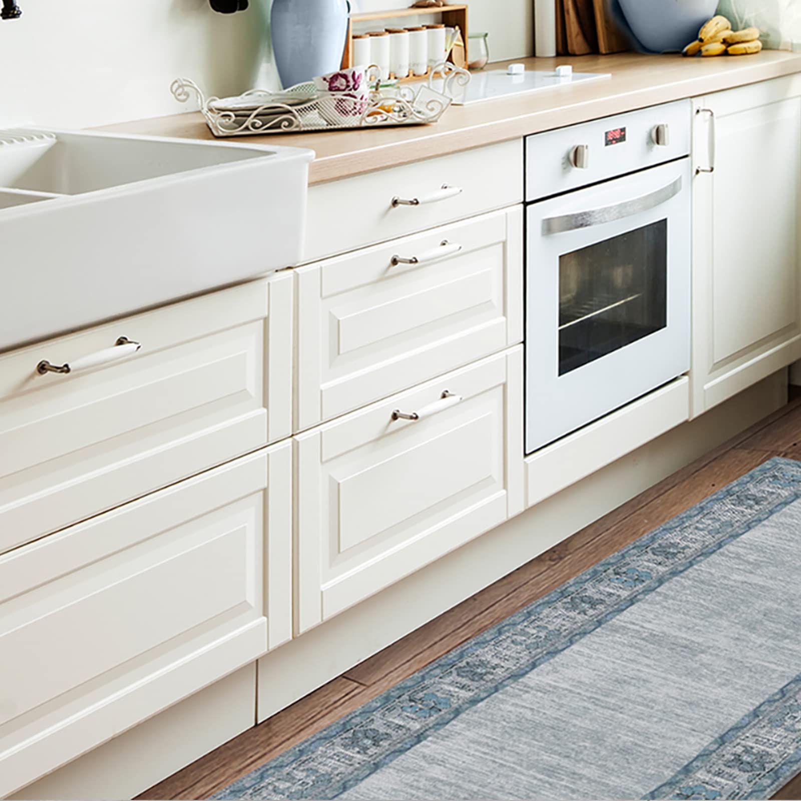 Ruggable Washable 2x7 Runner Rug - Zinnia Blue | Non-Slip Premium Rug for Hallway, Kitchen, Entryway, Living Room, Bedroom & Office | Perfect for High-Traffic Areas & Pet-Friendly Homes
