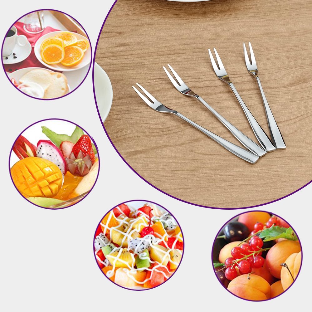 16-Piece Stainless Steel Two Prong Forks - Elegant Bistro Cocktail Forks & Small Fruit Forks Set for Appetizers, Desserts, and Charcuterie Boards | Perfect for Parties, Weddings, and Home Entertaining