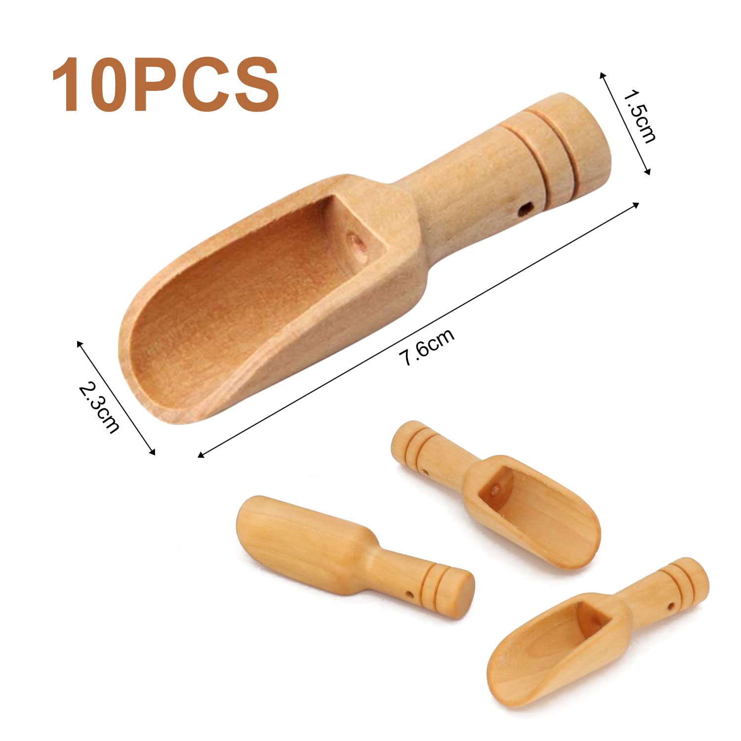 Mini Wooden Spoons for Salt, Tea & Bath - 7.6x2.3cm Bamboo Utensils
