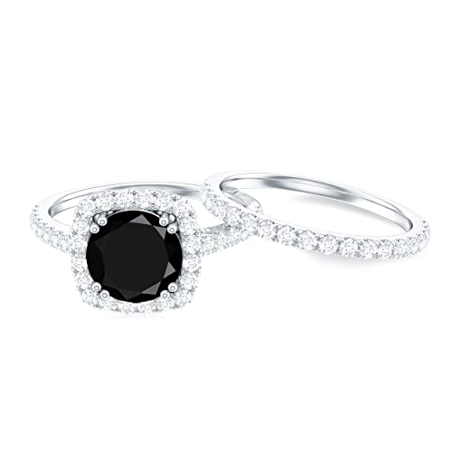 2.75 CT Black Spinel & Moissanite Wedding Ring Set in 14K Solid Gold - Classic Bridal Ring Set for Women, Engagement & Anniversary Jewelry Gift - Perfect for Weddings, Proposals & Special Occasions