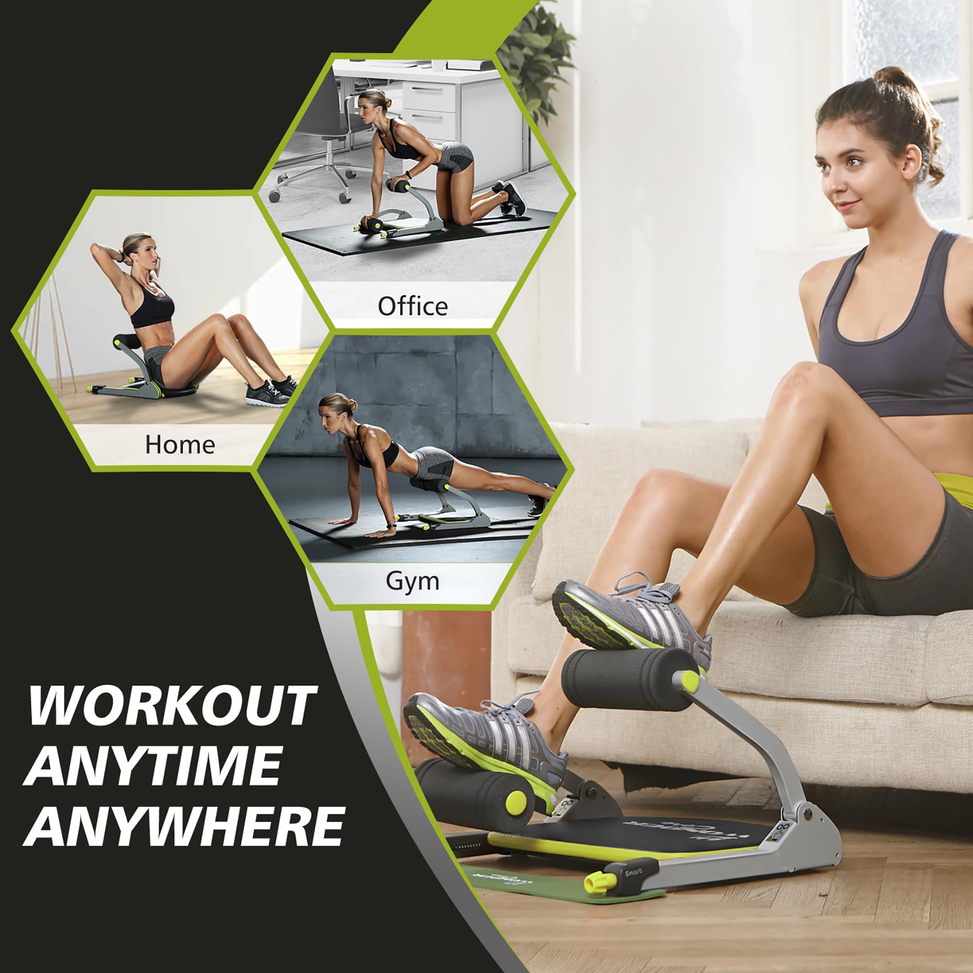 WONDER CORE SMART Ab Machine - Home Gym Abdominal Workout Equipment for Core Training, Sit Ups & Crunches | Perfect for Home Fitness & Toning Stomach Muscles