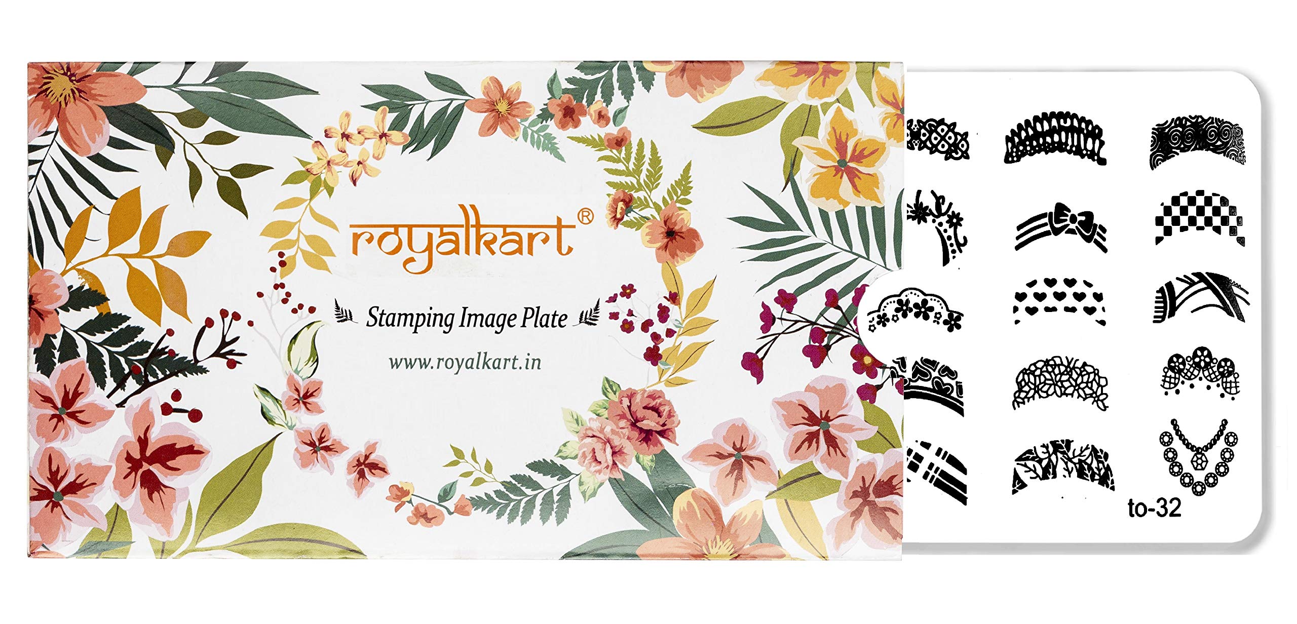 RoyalKart Professional Metal Nail Art Kit - 5 Design Plates, 48 Glitter Colors, 5 Dotting Tools, 15 Nail Brushes & Silicone Stamper for Salon-Quality Manicures at Home | DIY Nail Design, French Tips, Ombre & Glitter Nails