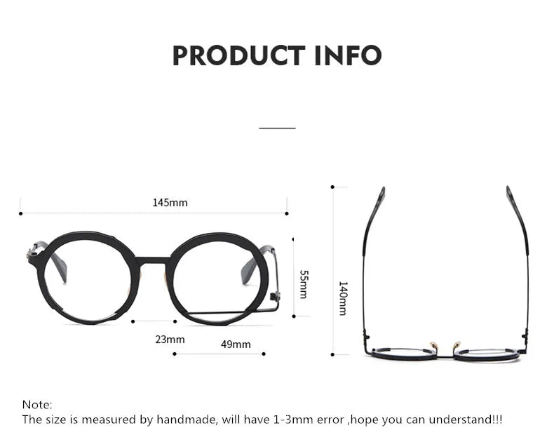 Aimee Unisex Full Rim Round Acetate Alloy Eyeglasses 491334 - Stylish & Durable Eyewear for Men & Women - Perfect for Reading, Work, and Everyday Fashion
