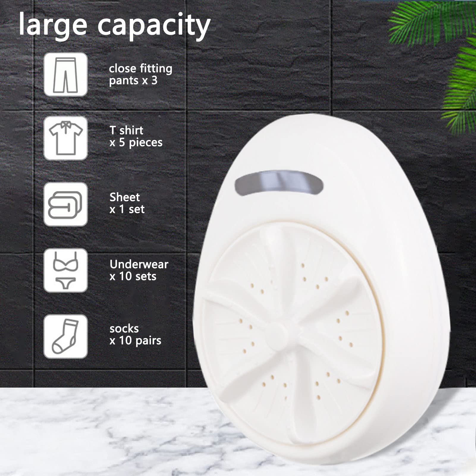 Mini Washing Machine Portable - 120W 100-240V 50/60Hz ABS 3-in-1 Ultrasonic Turbine Washer with US Plug | Compact Laundry Solution for Travel, Business Trips, College Dorms & Small Apartments | Perfect for Clothes, Underwear & Light Fabrics