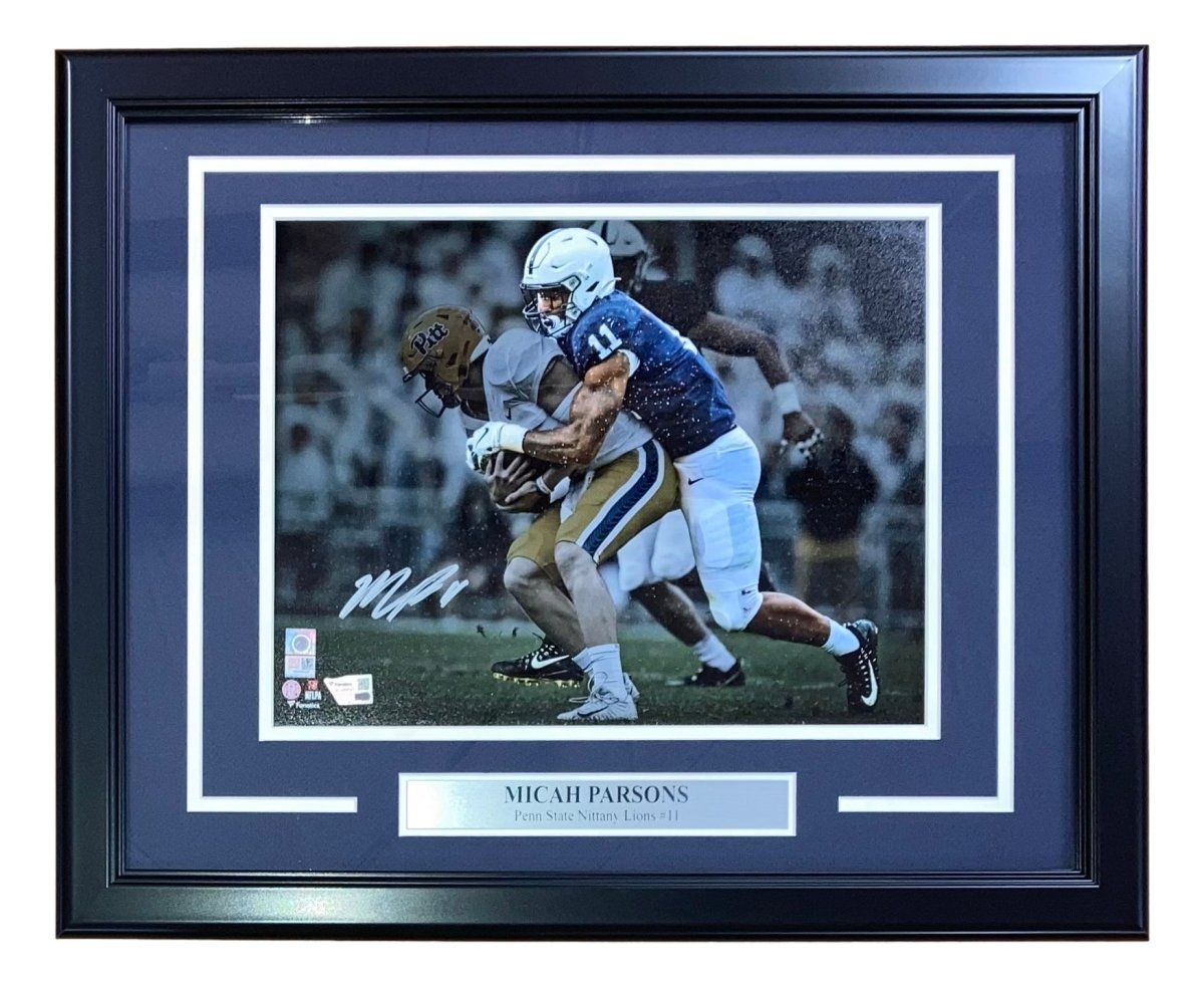 Authentic Micah Parsons Autographed Framed 11x14 Penn State Nittany Lions Football Photo - Limited Edition Collectible for Sports Memorabilia Fans - Perfect for Man Cave, Game Room, or Office Decor