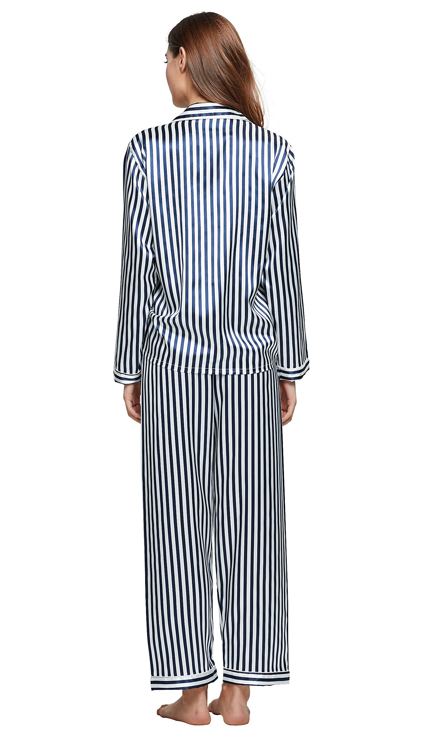 Women's Classic Satin Pajama Set - Soft Sleepwear & Loungewear for Nighttime Comfort - Perfect for Relaxing at Home, Spa Days, and Gift Giving