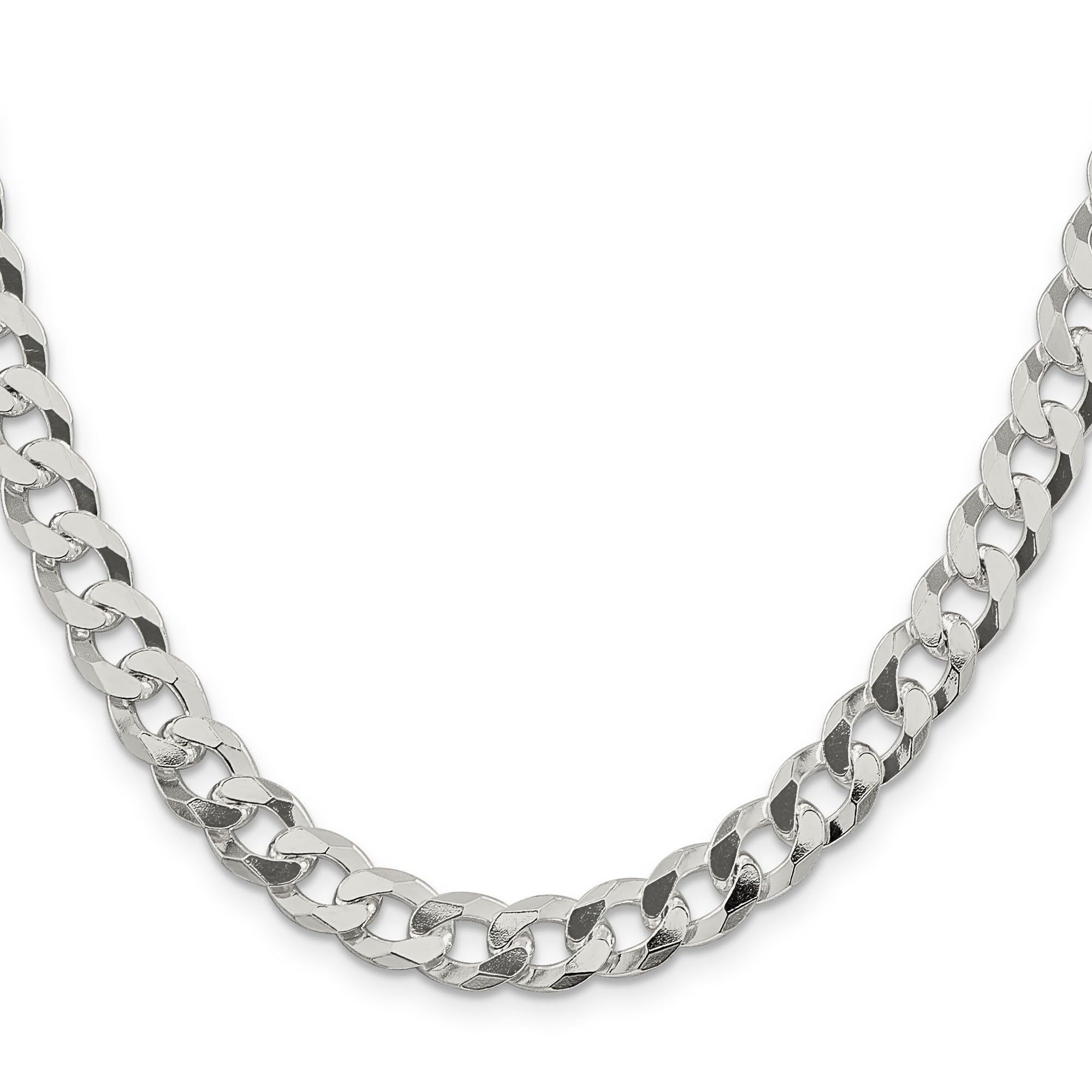 925 Sterling Silver Beveled Curb Chain Necklace, Bracelet or Anklet - Durable & Hypoallergenic Jewelry for Women & Men - Perfect for Everyday Wear, Gifts & Special Occasions
