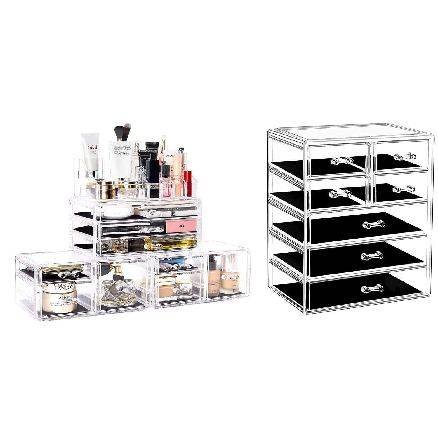 **DreamGenius Acrylic Makeup Organizer Set - 4-Piece Storage Box with 9 & 7 Drawers, Large Capacity Cosmetic Organizer for Vanity, Bathroom & Travel | Perfect for Makeup Brushes, Lipsticks & Skincare**