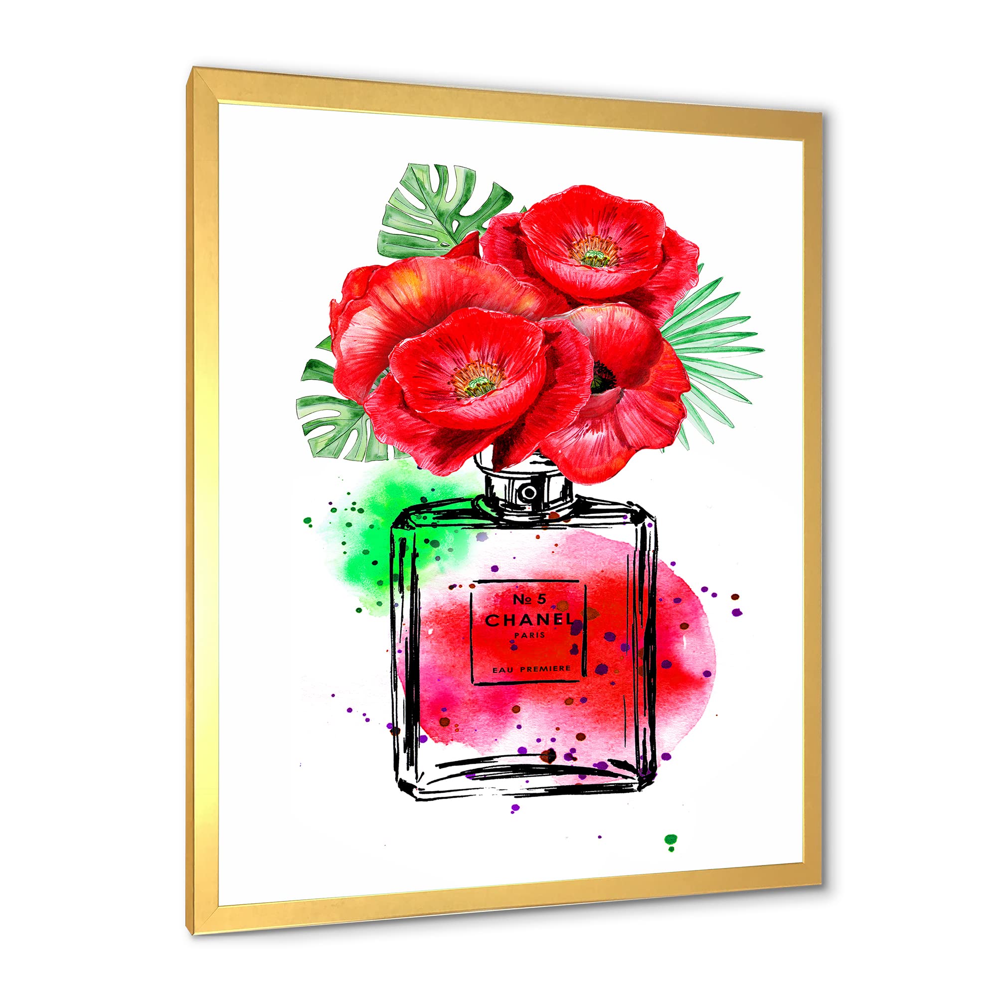 Chanel No.5 Perfume Inspired Modern Framed Wall Art - Elegant Home Decor for Living Room, Bedroom & Office