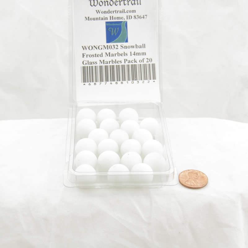 14mm Snowball Frosted Glass Marbles - Pack of 20 for Home Decor, DIY Crafts & Kids Games | Premium Quality Decorative Marbles for Vases, Terrariums & Board Games (WONGM032)