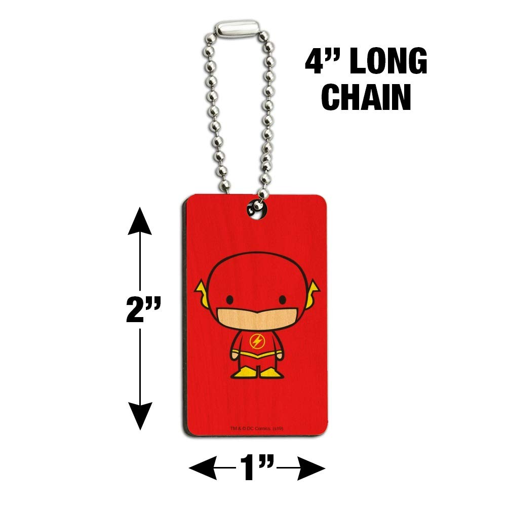 The Flash Cute Chibi Character Wooden Rectangle Keychain - Anime Superhero Key Ring for Backpacks, Gifts & Collectibles - DC Comics Merchandise for Fans