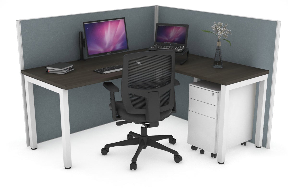 Horizon Quadro Square Legs L-Shaped Corner Office Desk - 1800mm x 1450mm, Modern Workstation for Home & Office, Perfect for Small Spaces & Multi-Monitor Setup