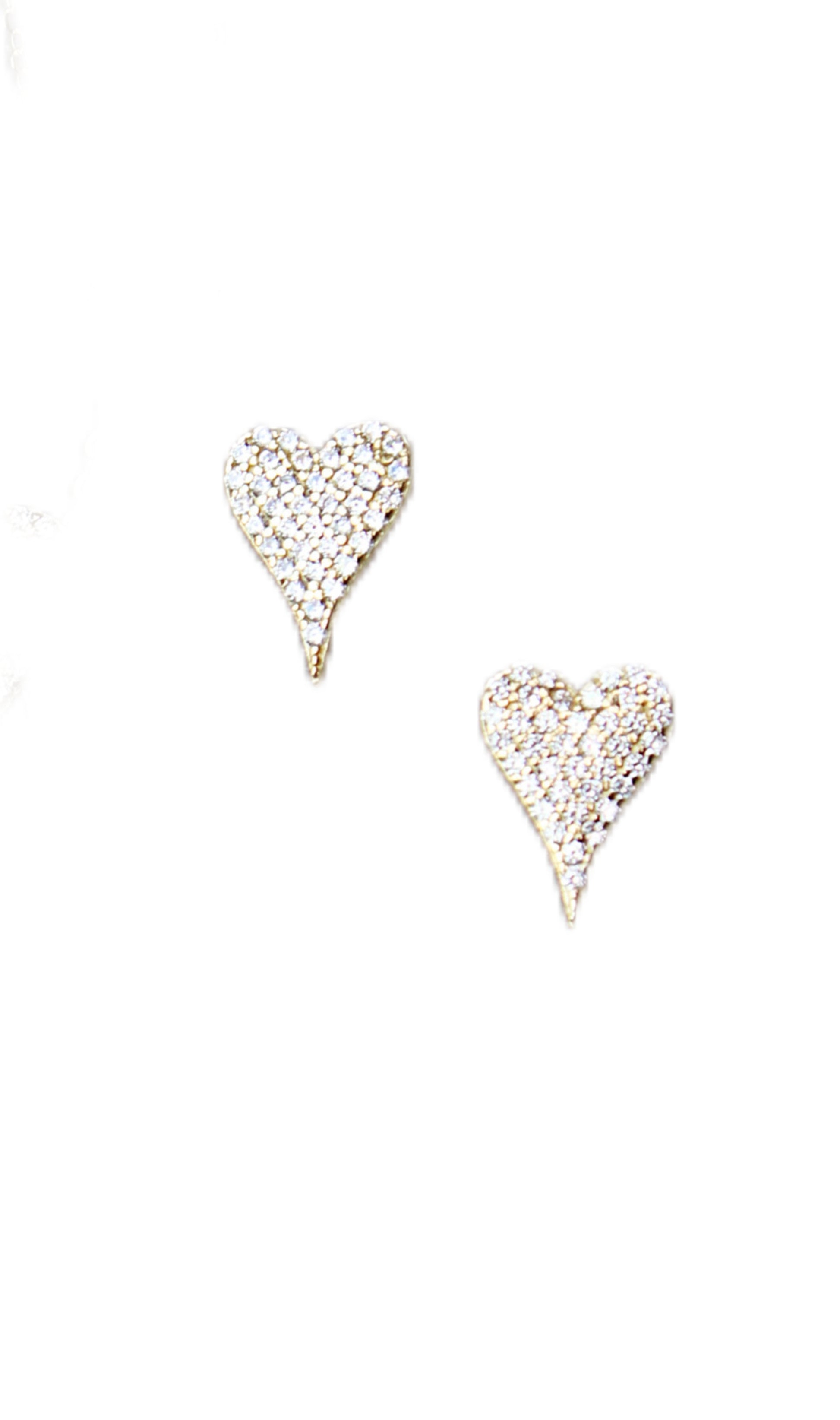 Simulated Diamond Pave Heart Earrings for Women - 14K Gold Plated Cubic Zirconia Stud Earrings - Perfect for Valentine's Day, Anniversary, Wedding & Romantic Gifts