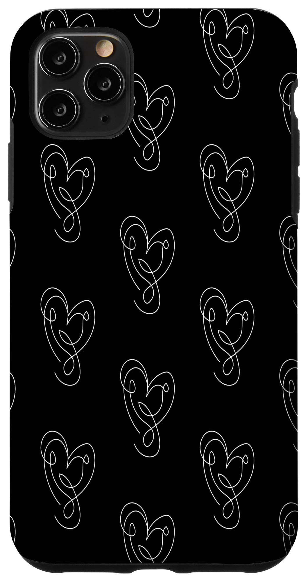 iPhone 11 Pro Max Case - Abstract Heart Art Design, White Contour Artistic Love Phone Cover for Women & Men | Perfect Gift for Valentine's Day, Anniversary & Couples