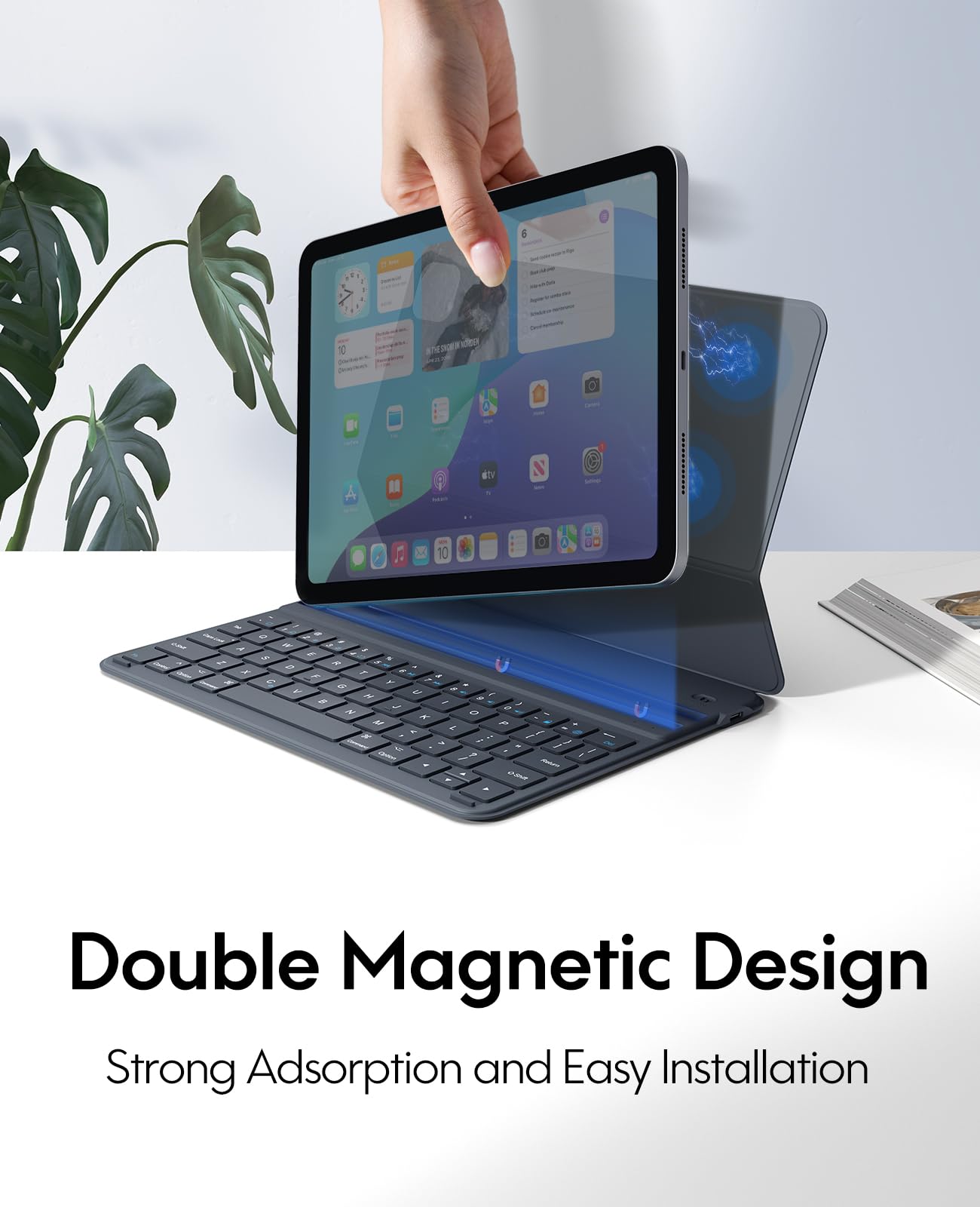 CHESONA iPad Air 11 inch (M3-2025, M2-2024) Keyboard Case - Ultra Thin Lightweight Detachable Magnetic Rechargeable Folio Cover for iPad Air 11 M3/M2 & iPad Pro 11 (4/3/2/1) & iPad Air 5/4 10.9 - Grey | Perfect for Work, Study & Travel