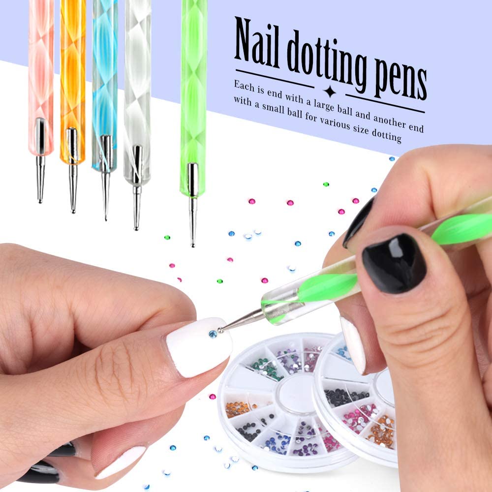 20 Pcs Professional Nail Art Brush Set - Dotting Tools, UV Polish Brushes, Acrylic Nail Design Kit for Manicure, Nail Painting & Drawing | Perfect for Salon, Home DIY Nail Art & Professional Nail Technicians