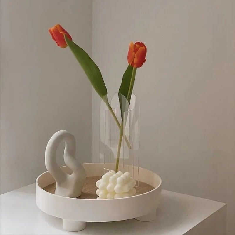 Little Arc Acrylic Vase - Modern Clear Flower Holder for Home Decor, Wedding Centerpieces & Office Desk Accessories