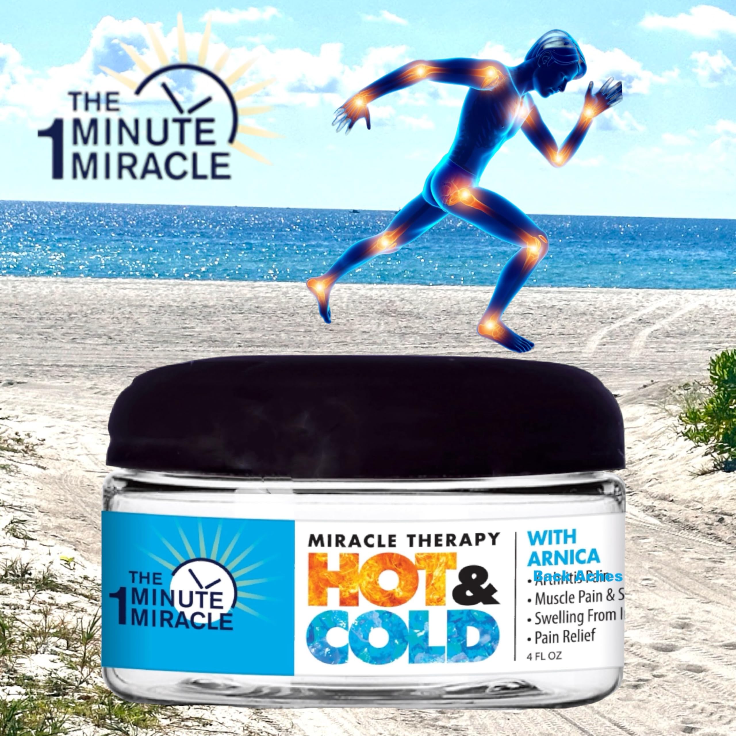 Miracle Hot & Cold Therapy Cream with Arnica & Essential Oils - 2 Pack (4 oz Jars) - Natural Pain Relief for Muscle & Joint - Perfect for Athletes & Arthritis Sufferers
