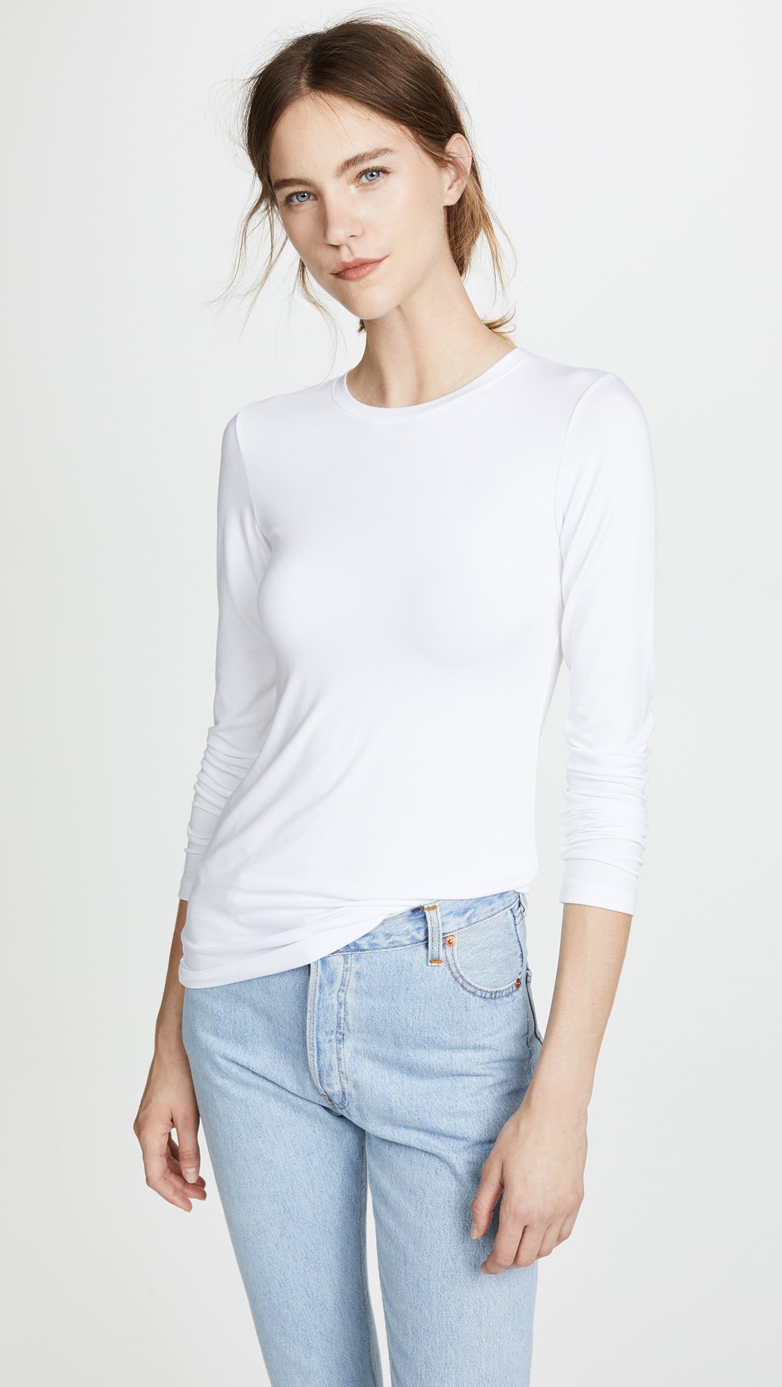 L'AGENCE Women's Crew Neck Tess Shirt - Soft Cotton Casual Blouse for Work & Everyday Wear | Perfect for Office, Date Night & Weekend Outfits