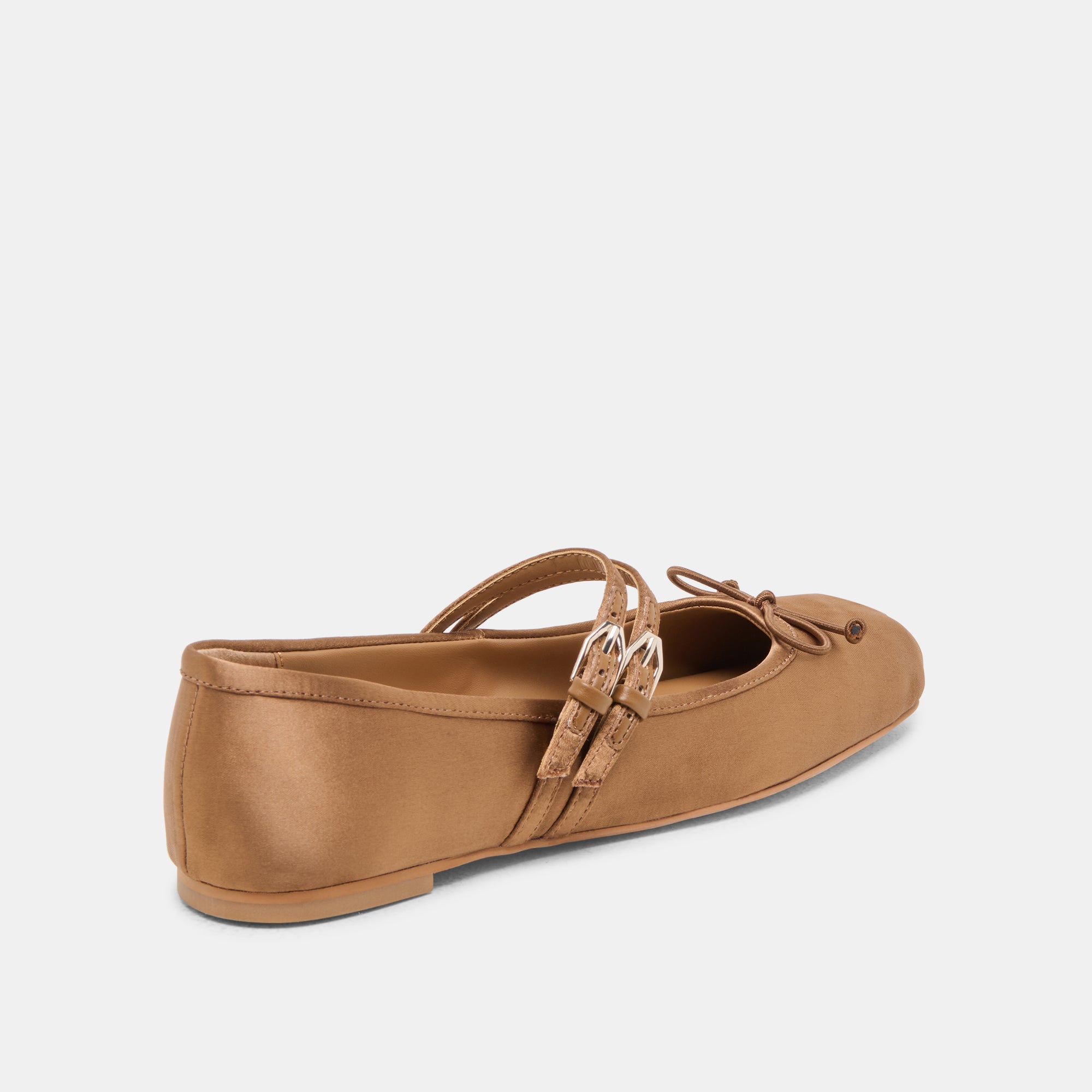 GIBSEN Women's Ballet Flats - Mid Brown Satin Shoes for Comfort & Style | Perfect for Work, Casual Wear & Special Occasions