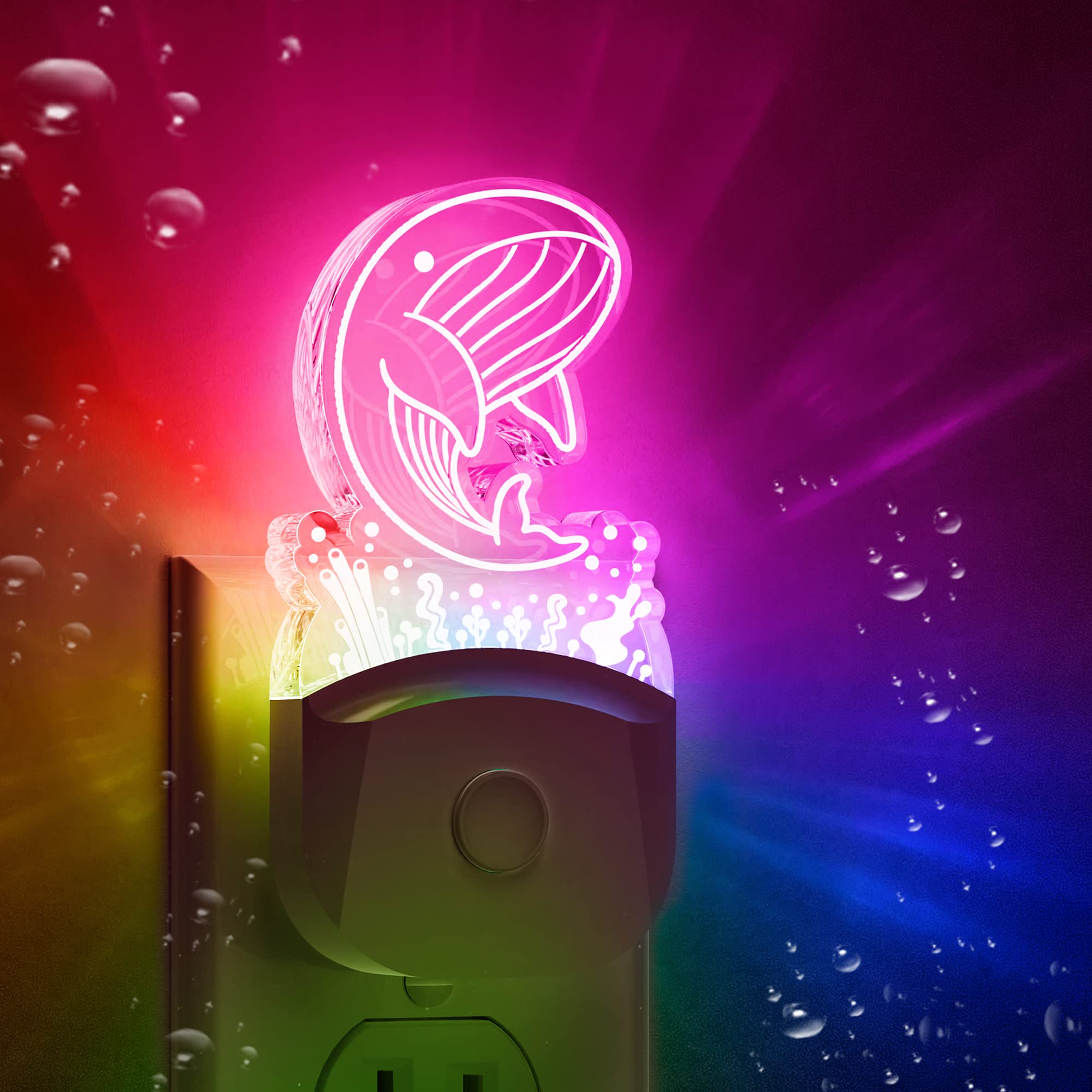 LOHAS Whale Night Light Plug in - Cute LED Night Light for Kids with Dusk to Dawn Sensor & 8 Color Changing RGB Modes | Perfect Nursery, Bedroom Decor & Baby Gift | Ideal for Bedtime, Night Feedings & Kids' Room Ambiance (1 Pack)