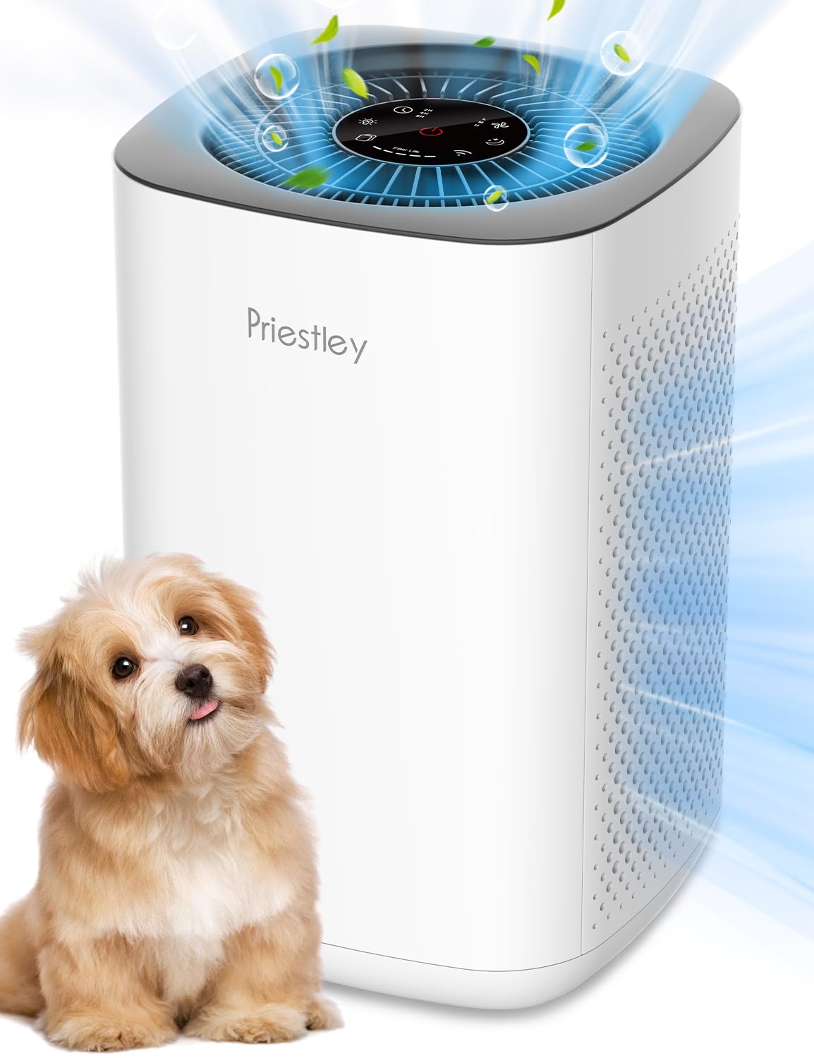 Priestley HEPA Air Purifier for Large Rooms up to 1100 Sq Ft - Smart WiFi Control, 3-Stage Filtration System, Quiet Sleep Mode - Eliminates Dust, Smoke, Pet Dander & Odors - Perfect for Bedroom, Living Room, Office & Nursery (White)