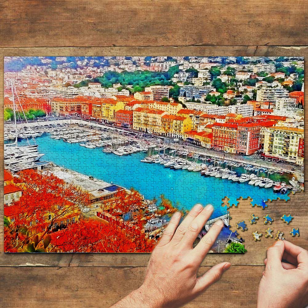 1000 Piece France Old Town Nice Jigsaw Puzzle - Wooden Travel Souvenir & Home Decor for Adults, Perfect Gift for Puzzle Lovers & France Enthusiasts