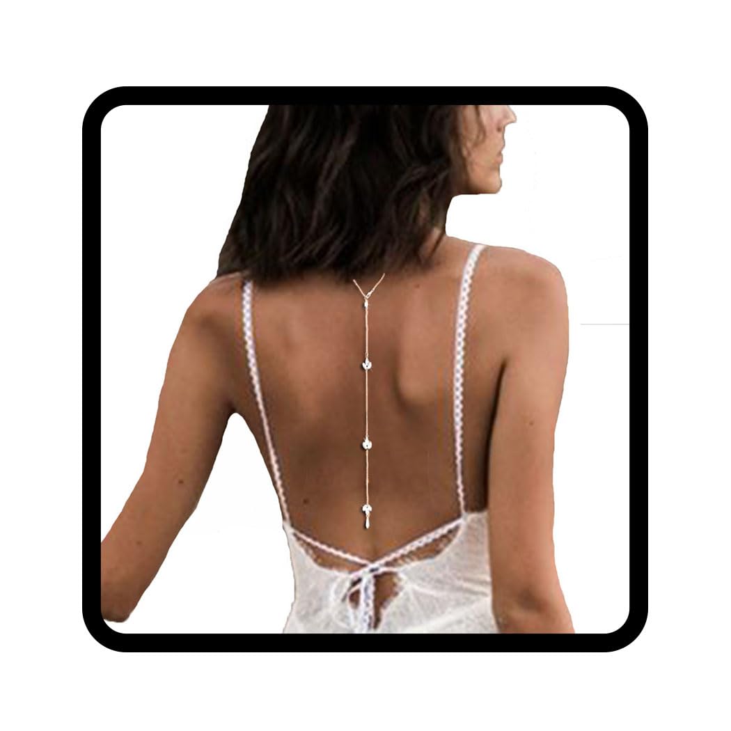 Elegant Wedding Crystal Necklace with Pearl Accents & Silver Drop Back Body Chain for Women - Perfect for Bridal, Evening Gowns, and Special Occasions
