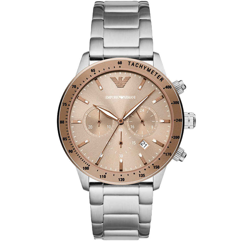Emporio Armani Mario AR11352 Men's Chronograph Watch - Luxury Stainless Steel Analog Wristwatch for Business, Dating & Formal Occasions