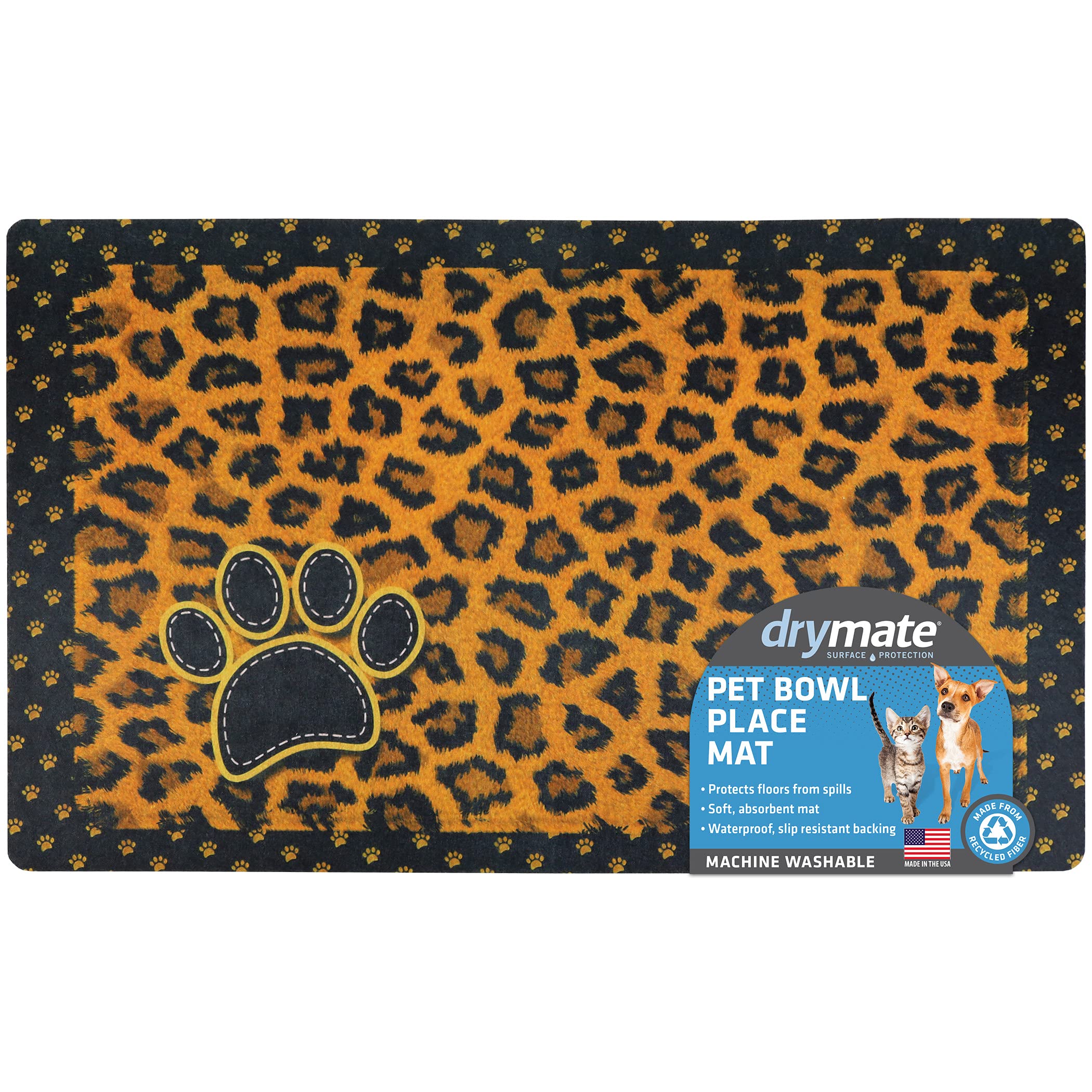 Premium Absorbent Pet Feeding Mat - Waterproof & Slip-Resistant Dog & Cat Food Bowl Placemat - Machine Washable, Durable USA Made (12