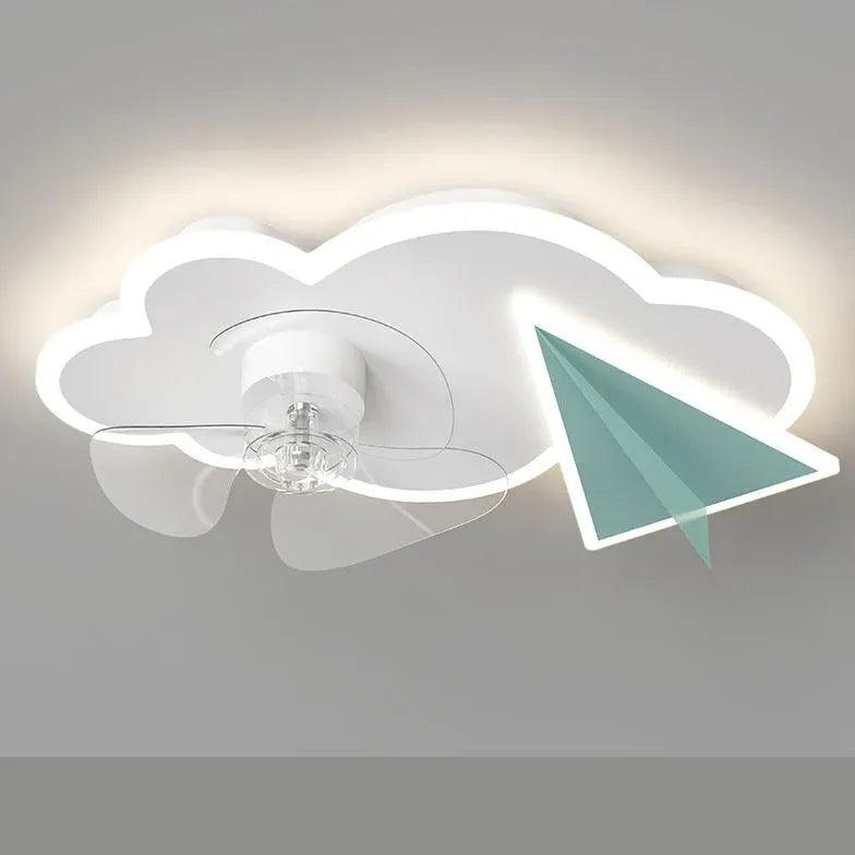 Modern Transparent Cloud LED Ceiling Fan with Light - Energy Efficient Smart Fan for Bedroom, Living Room & Office