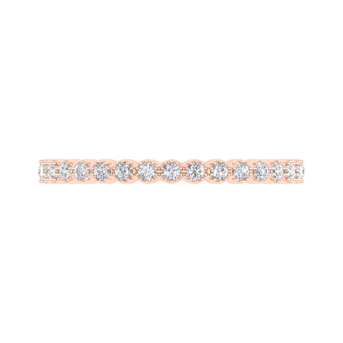 1/5 Carat Bezel Set Diamond Wedding Band Ring in 14K Solid Gold - Elegant Bridal Jewelry for Engagement, Anniversary & Special Occasions