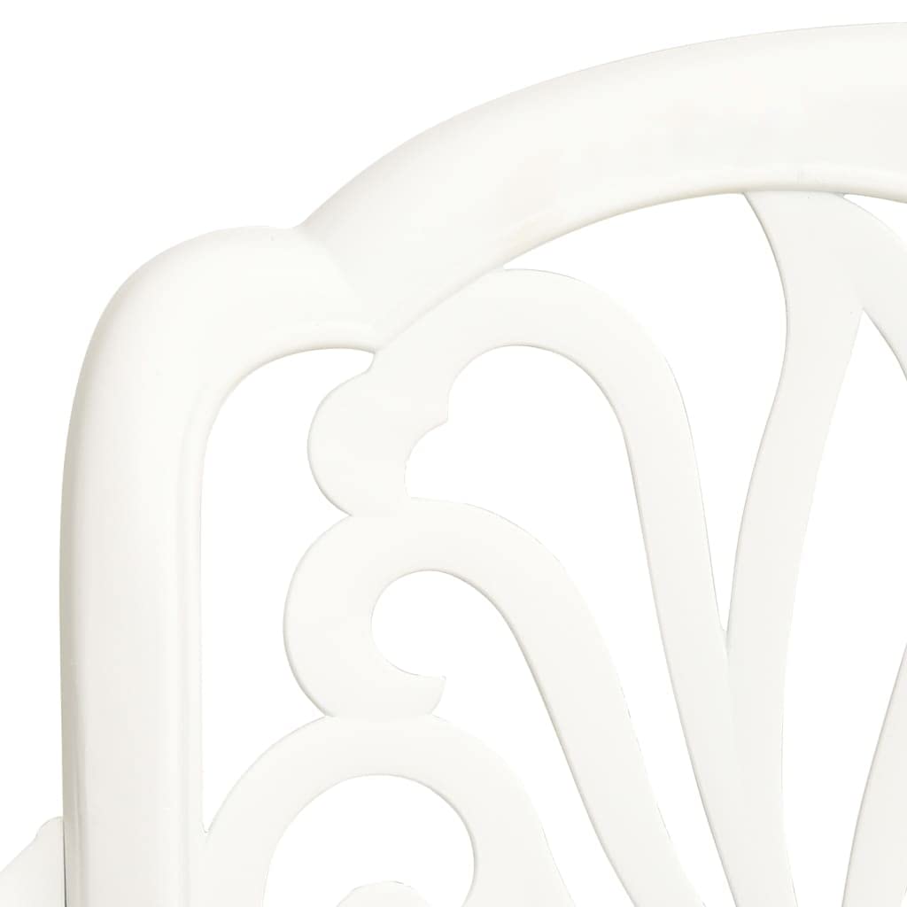 vidaXL Set of 2 White Cast Aluminum Patio Chairs - Weatherproof Outdoor Dining Chairs, Durable & Elegant Garden Furniture for Backyard, Poolside, and Terrace Relaxation