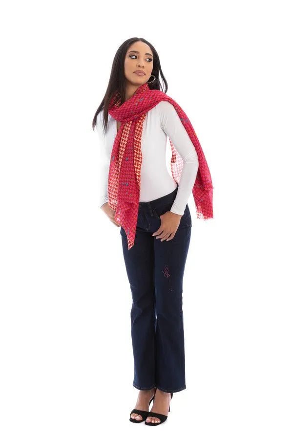 Stylish Houndstooth Print Scarf for Women & Men - Soft Warm Winter Fashion Accessory - Perfect for Office, Travel & Outdoor Activities