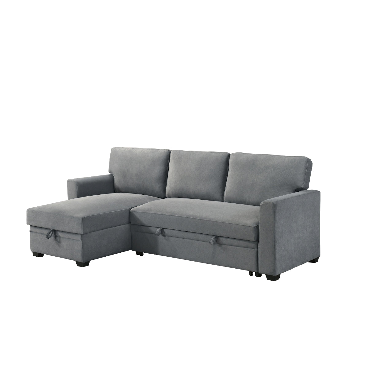 2-Piece Grey Sectional Sofa with Pull-Out Sleeper & Reversible Storage Chaise - Modern L-Shaped Couch for Small Spaces, Living Room, Apartment, and Home Theater Comfort