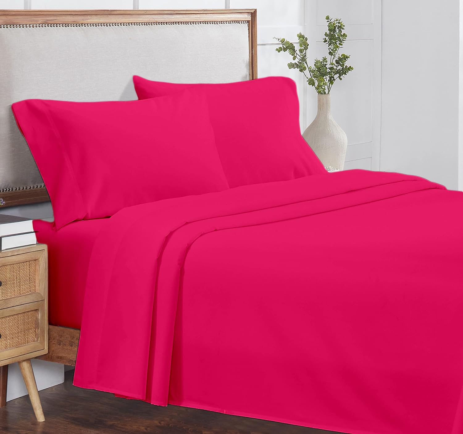 4Pc Queen Size Sheet Set - 100% Organic Cotton, 800 Thread Count, Soft & Breathable Luxury Bed Sheets with 8-12