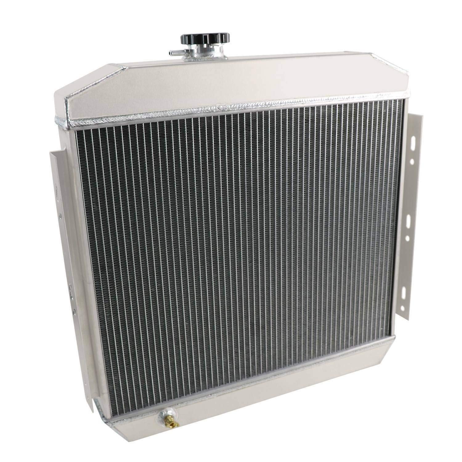 1955-1957 Chevy Bel Air Truck One-Fifty Two-Ten Series 3 Row Aluminum Radiator with Fan Shroud & Relay - High Performance Cooling for L6 & V8 Gas Engines - Perfect for Restoration Projects & Hot Rod Upgrades