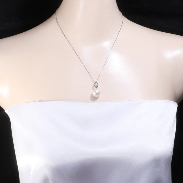 18K White Gold Pearl and Diamond Necklace for Women - Elegant Bridal Jewelry, Anniversary Gift, Wedding & Party Accessories