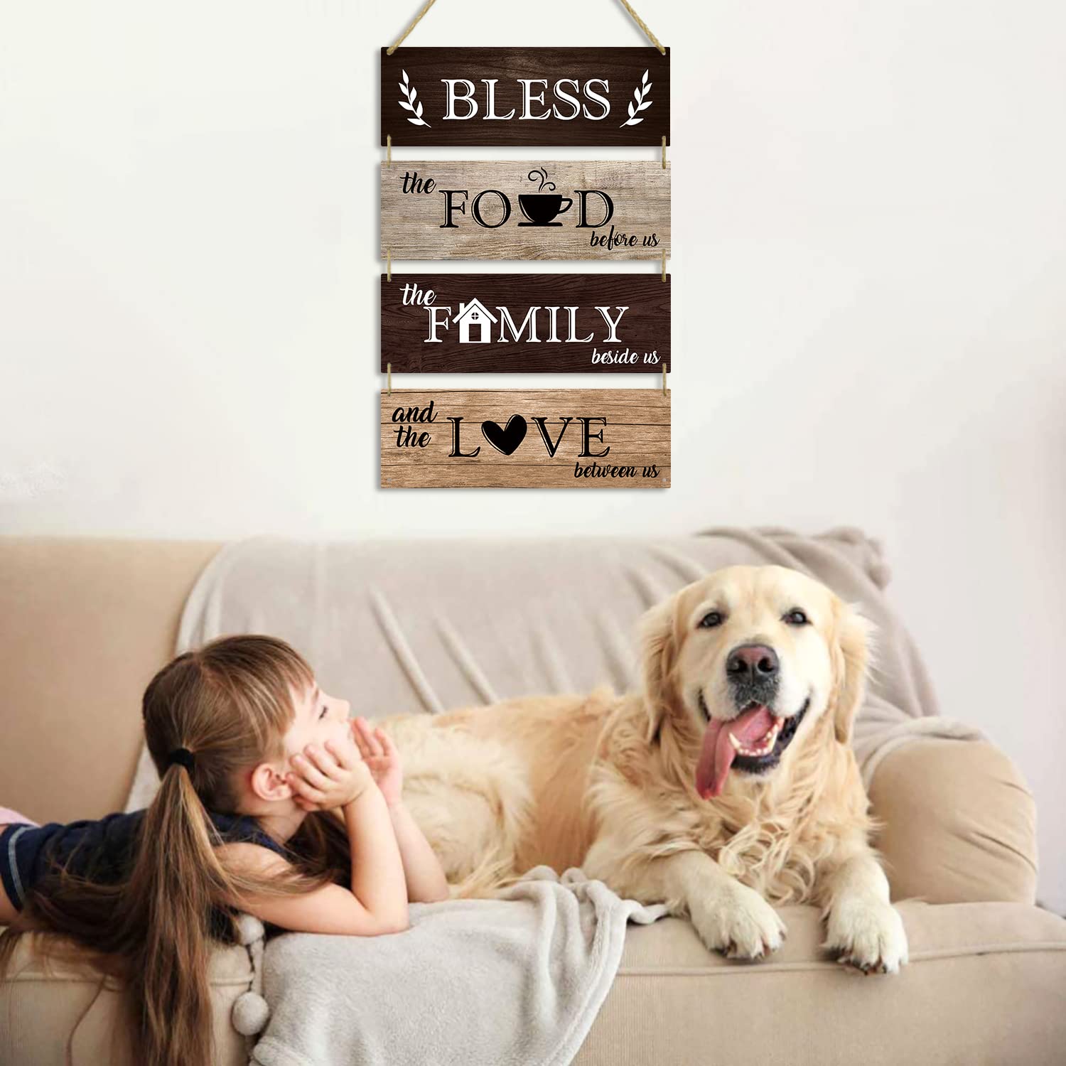 Farmhouse Kitchen Wall Art - Rustic Wooden Signs for Dining Room Decor