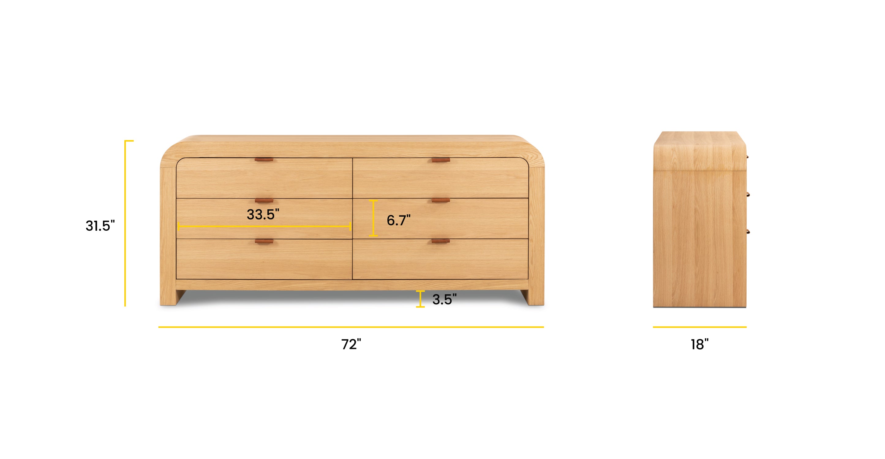 Cirq 6 Drawer Dresser - Modern Wooden Chest of Drawers for Bedroom Storage & Organization | Perfect for Clothes, Accessories & Home Decor