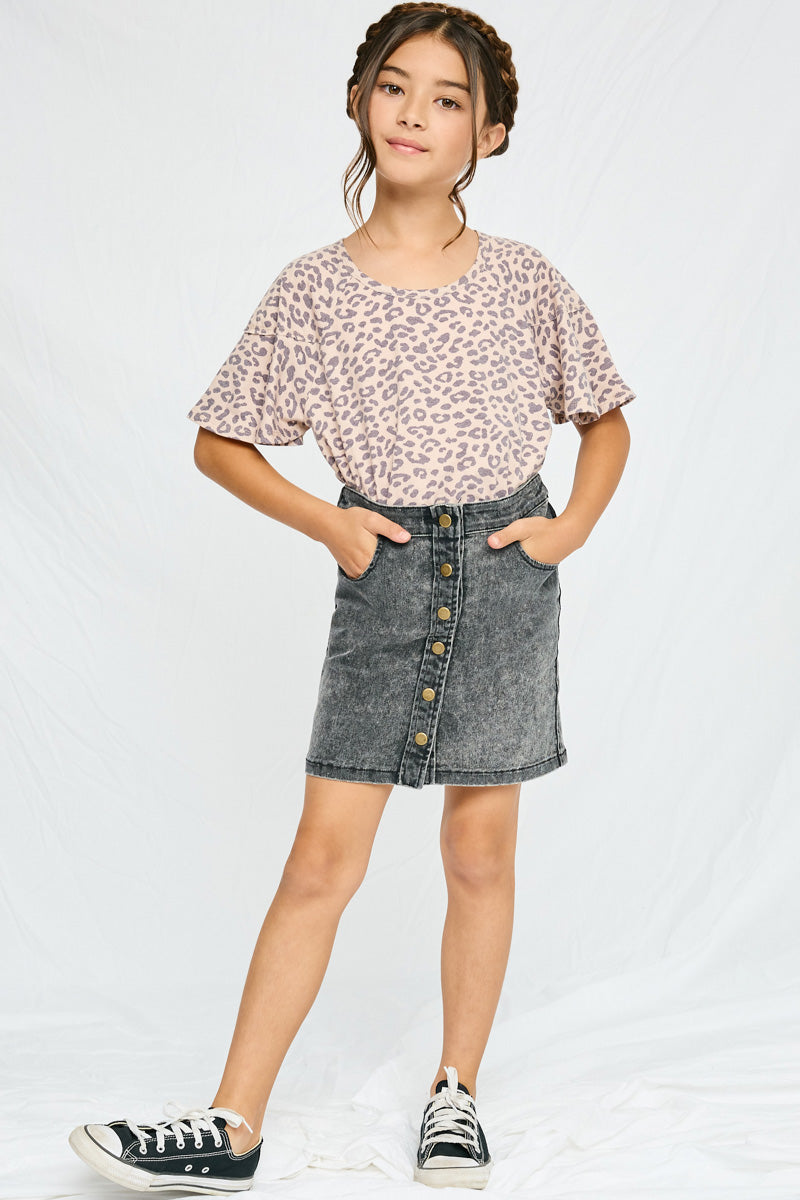 Washed Button Up Denim Skirt for Women - Vintage Distressed Denim Mini Skirt with Front Buttons | Perfect for Casual Outfits, Street Style & Summer Fashion