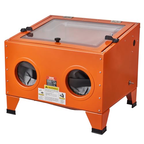 VEVOR 25 Gallon Sandblasting Cabinet - Heavy Duty Steel Benchtop Sand Blaster with Blasting Gun & 4 Ceramic Nozzles (40-120PSI) for Paint, Rust, Stain Removal | Portable Workshop Equipment for Metal Restoration, Auto Body Repair & DIY Projects