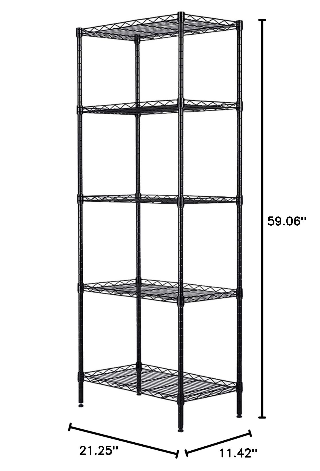 Adjustable Heavy Duty Storage Shelving Unit - Black Metal Wire Rack for Garage, Closet & Pantry Organization - Perfect for Home, Office & Warehouse Storage Solutions