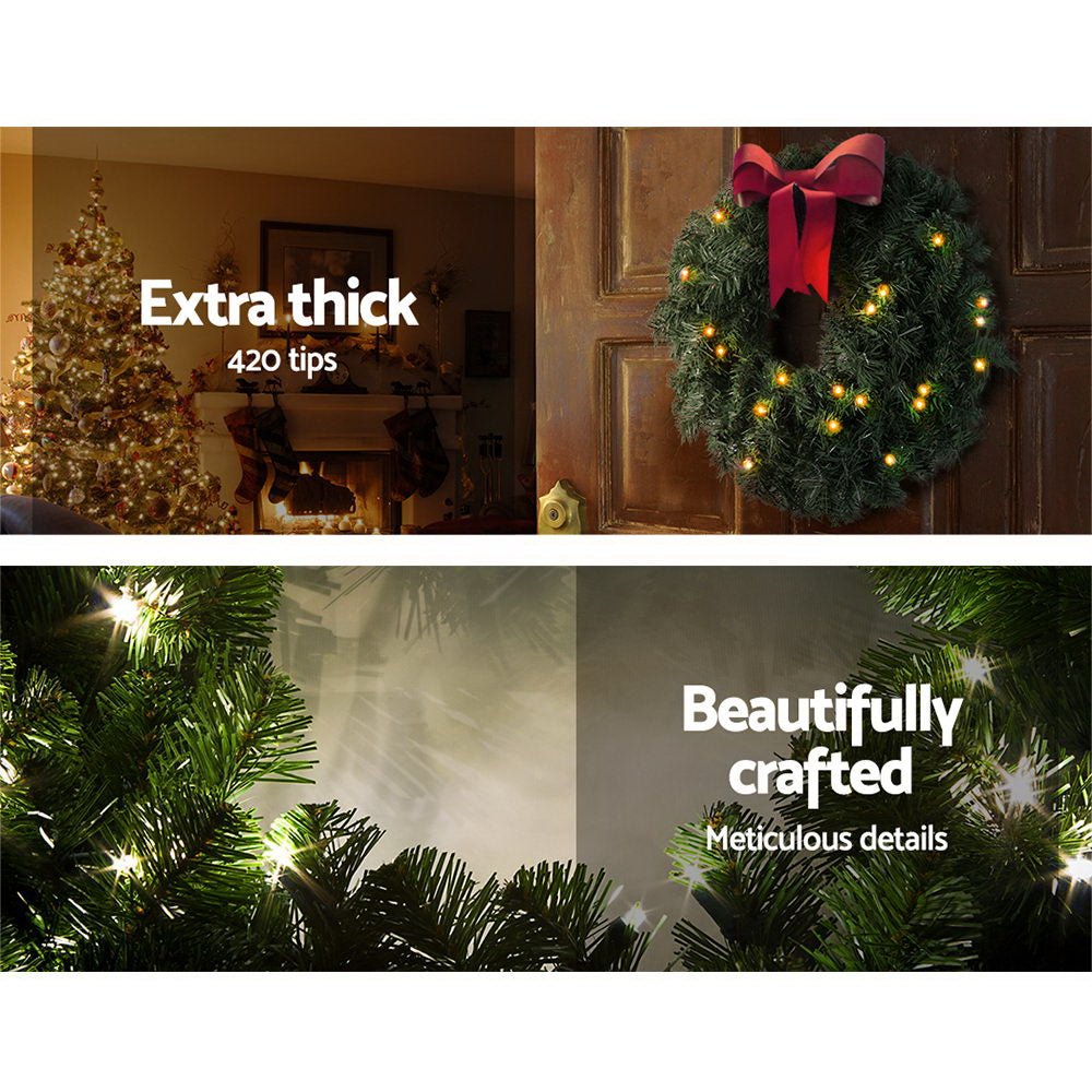 60cm Christmas Wreath - Green Artificial Xmas Tree Decoration for Door, Wall & Holiday Home Decor | Perfect for Christmas Party, Fireplace & Front Porch Decorating