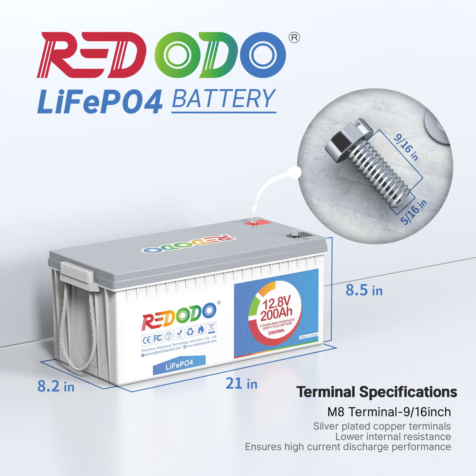 Redodo 12V 200Ah LiFePO4 Lithium Battery - 1280W High Power, 4000+ Deep Cycles for RV, Solar, Marine, Off-Grid & Home Backup Power | Perfect for Camping, Boating & Emergency Power Outages